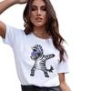Womens Graphic TShirt Short Sleeve Fun Print Cat Zebra Panda Gesture Pattern Fashion Top Modal Fabric Cartoon Animals