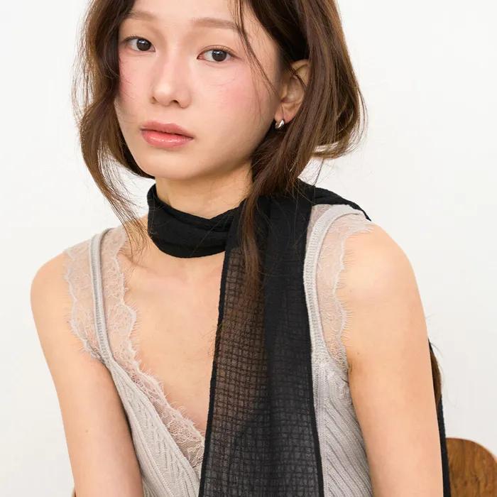 waffle see through long scarf 2color SC009