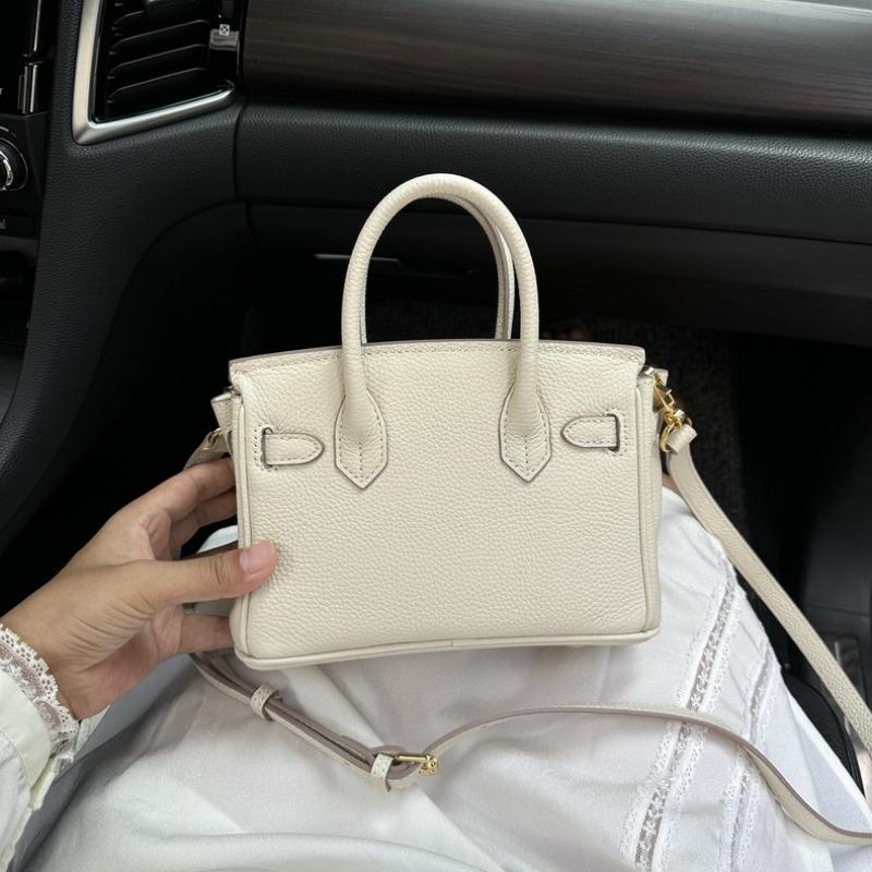Lychee pattern platinum bag mini leather handbag large capacity bag women's new trendy fashion shoulder bag