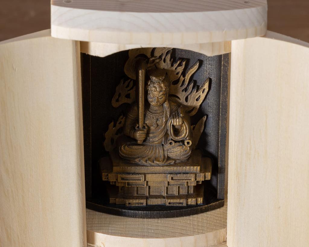 Zeku Acala Buddha statue in a shrine Koyasan Kongo Temple prayer Zodiac talisman for those born in the year of the Rooster (gold finish) - Sammai-in -