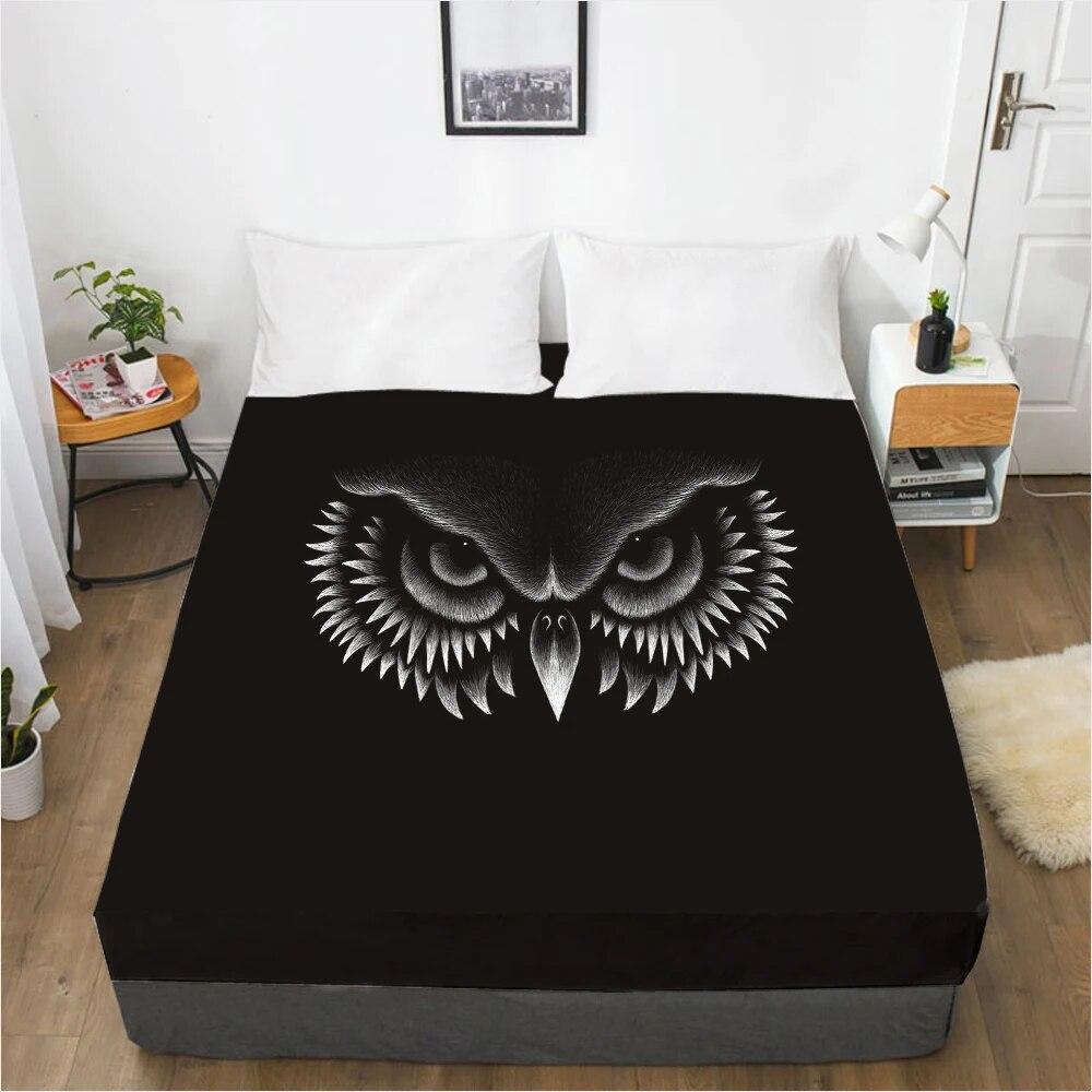 Mattress Cover Fitted Sheet With Elastic Band Bed Sheets Bedding Linens Queen King Size Bedsheet 90/150/160X200CM Black Horse