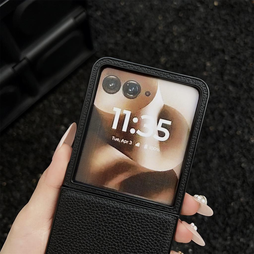 For Motorola Razr 60 Ultra 5G Case Litchi Texture PU Leather+PC Foldable Phone Cover