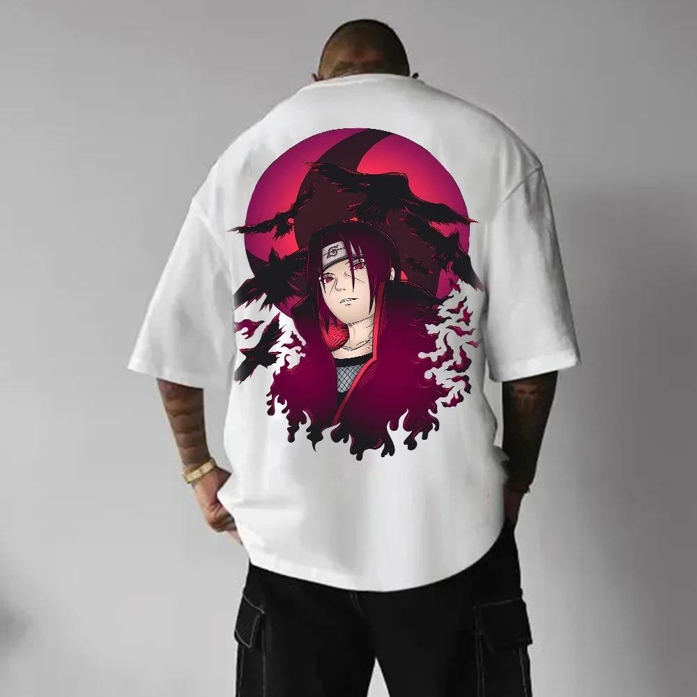 Naruto Animation Derivatives Men's Summer Oversized T-Shirt Streetwear Totsugeki No Jutsu Casual Round Neck Short Sleeve Tee