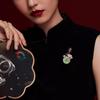 Pfingstrosen-Pipa-Brosche, Hochwertiger Femininer Charme, Perlen-Jade-Brosche, Kreative Brosche im Antik-Stil