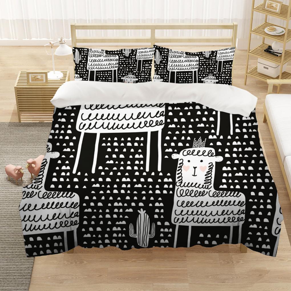 

Мультяшный пододеяльник Альпака размера Кинг/Квин, милый комплект постельного белья с домашними животными для детей, модный дикий мир, 2/3 предмета, полиэстеровый пододеяльник EU single(135x200cm)