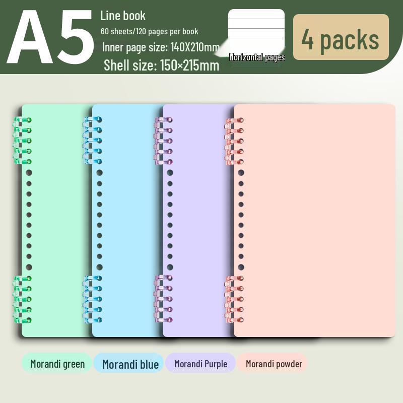 Morandi Colors Detachable Coil Notebook - B5, A4, A5 - Student-Friendly, High-Quality Loose-Leaf Design