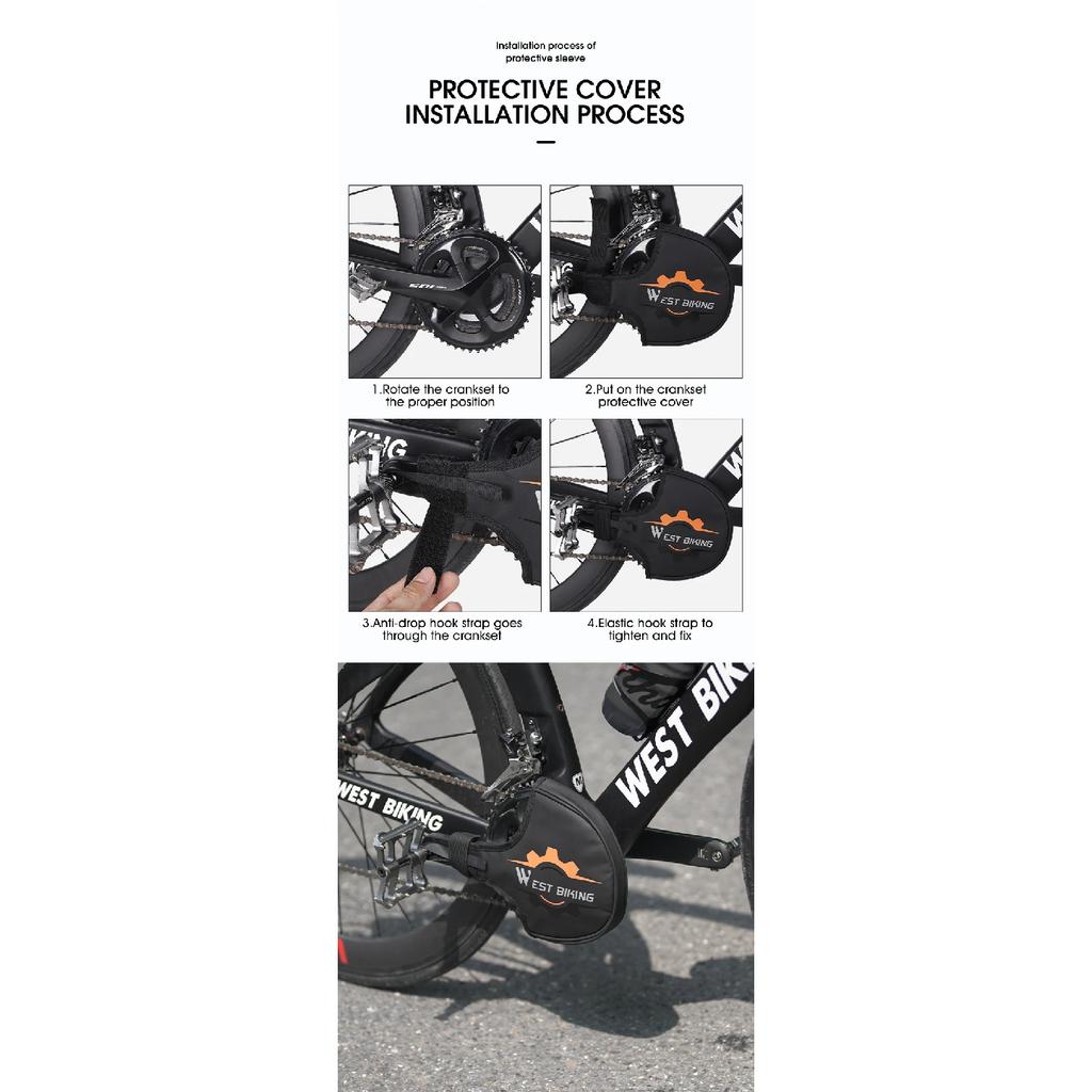 WEST BIKING Bicycle Crankset Protective Cover Waterproof Bike Sprocket Protection Cycling Chainwheel Guard Cover Bike Accessory