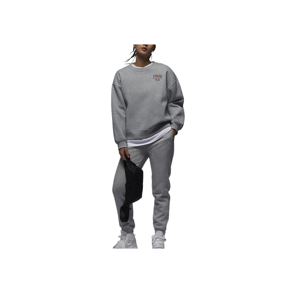 Jordan Letter Print Crew Neck Casual Long Sleeve Sweatshirt Women Tops Dark-Grey FN5438-063