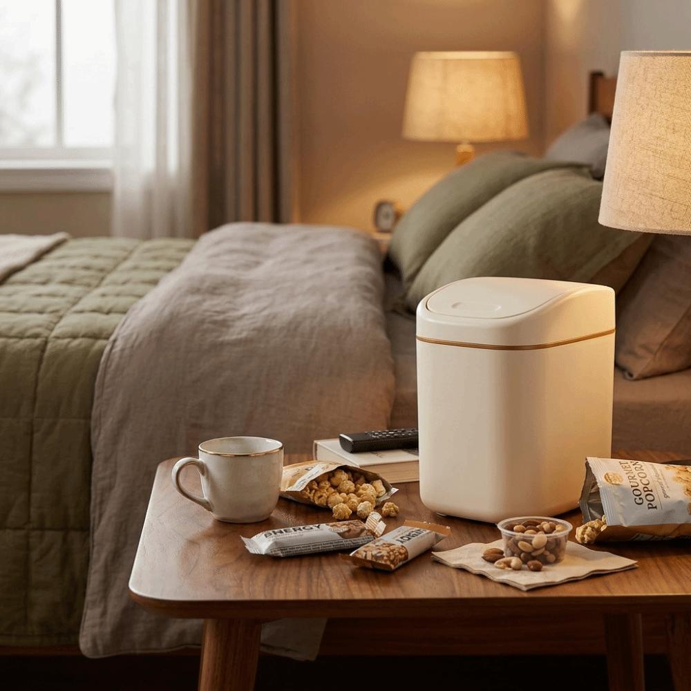 Sealed Design Mini Trash Can Swing Top Lid Plastic Dustbin Durable Small Garbage Can Desktop Use