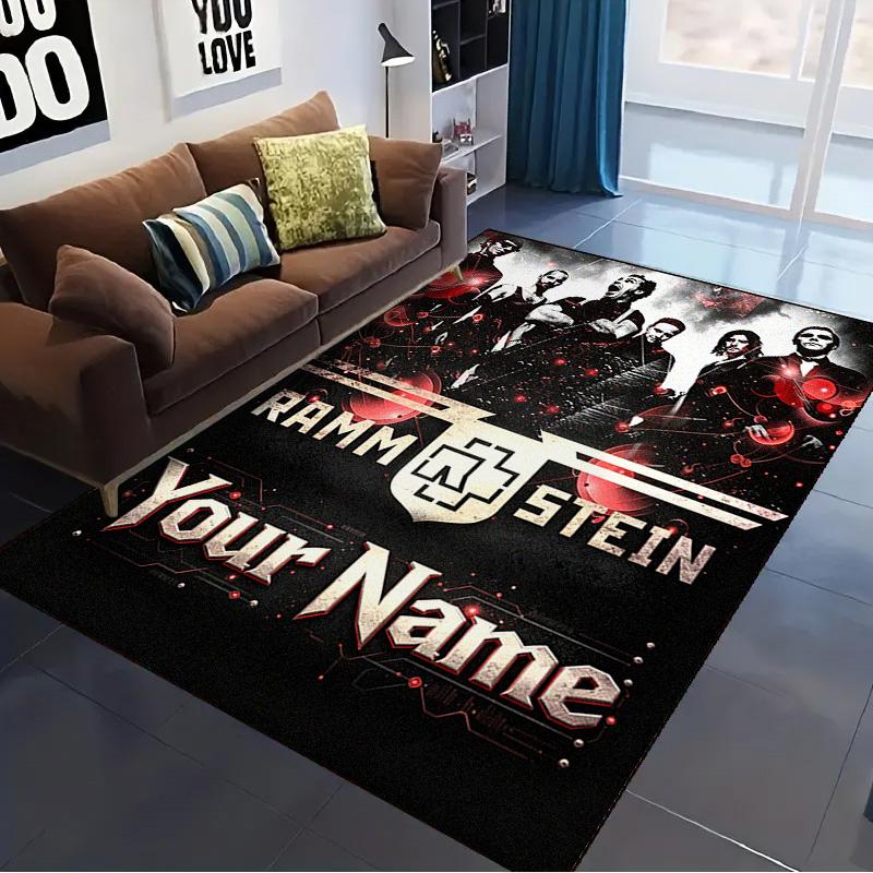 Name Custom Electronic Metal Band Carpet Rug for Living Room Bedroom Home Sofa Decoration,Kids play Non-slip Floor Mat