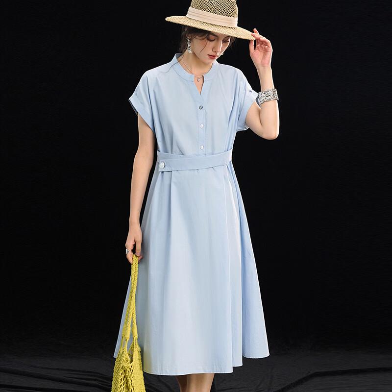 Women s Elegant French V-Neck 100% Cotton Summer Dress M