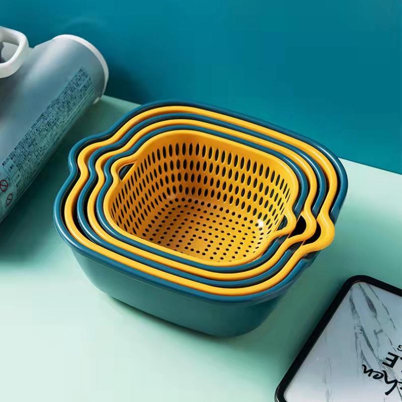 Kitchen Sink Multi-functional Double-layer Strainer for Fruits and Vegetables Designed for Easy Washing