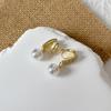 Camellia Temperament No Ear Pierced Ear Clips Pearl Flower Checkerboard Diamond Triangular Ear Clips Niche Earrings Women