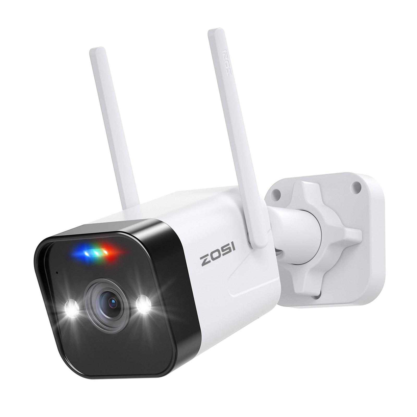 

ZOSI WiFi Outdoor Security Camera 4MP Plug In Cam with Spotlight Sound Alarm Color Night Vision 2 Way Audio EU Plug