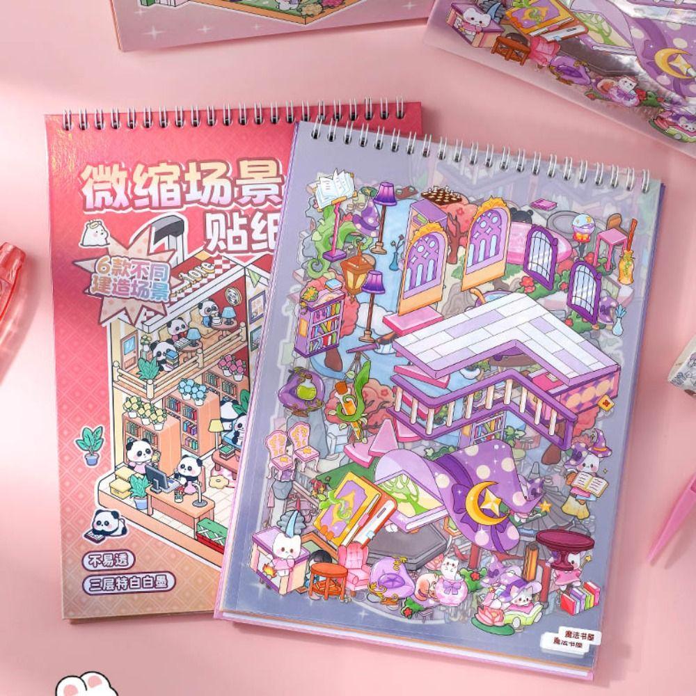 Visual Stacking Landscape Sticker Book Cartoon Tent Sticker Decoration  Kids