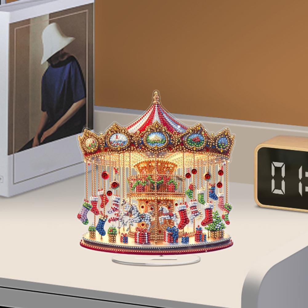 2D Flat Print Xmas DIY Diamond Painting Tabletop Ornaments Kit 5D DIY Diamond Art Tabletop Decorations Bedroom Table Decoration