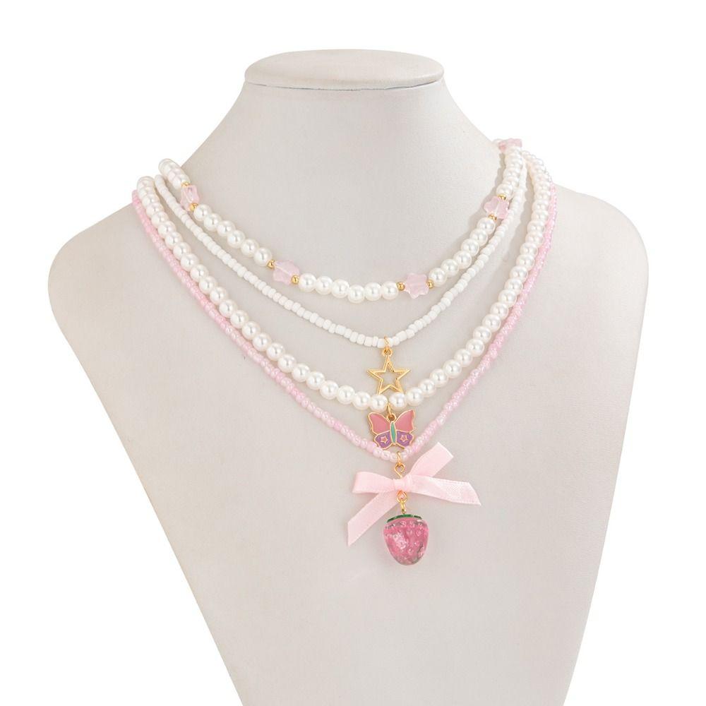 

Romantic Imitation Pearl Choker Lovely Women Necklace Set Delicate Multilayer Necklace Wedding