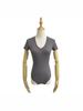 Damen Slim Stretch V-Ausschnitt Jumpsuit T-Shirt - Sexy Kurzarm Basisschicht Oberteil