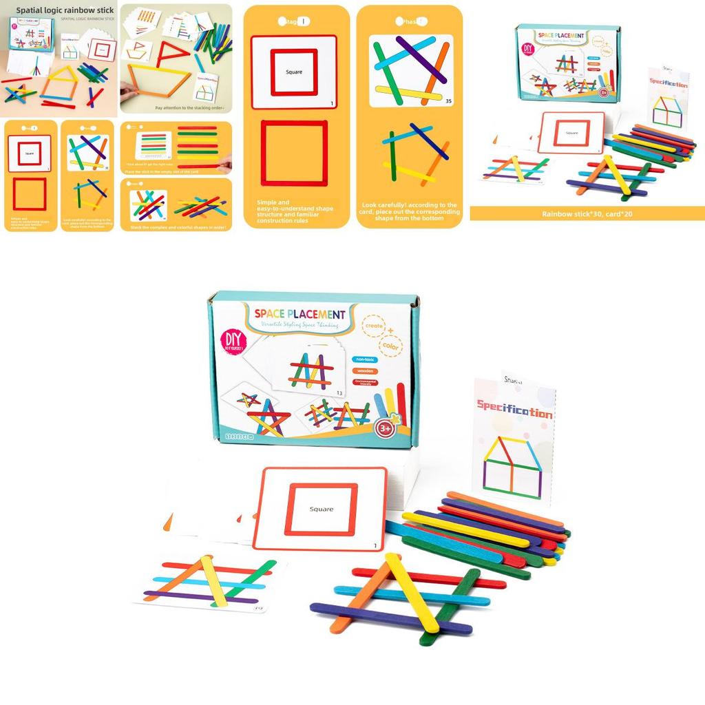 Rainbow Stick Math Toy For Kid With Wooden Counting Beads Educational Game For Early Learning