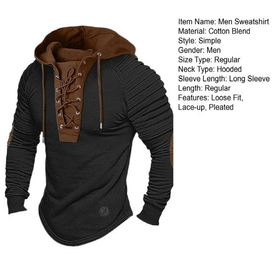 Pánská mikina s kapucí Šněrovací Patchwork design Dlouhý rukáv Pulovry Skládané Ležérní Sportovní Školní Top Streetwear