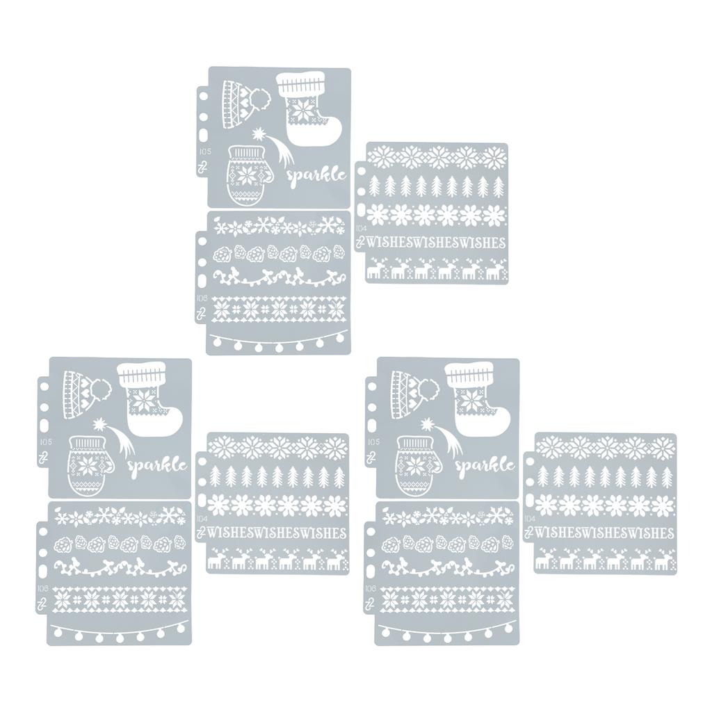 9Pcs Hollow Painting Templates PET Christmas Style Reusable Copy Drawing Stencils Boards