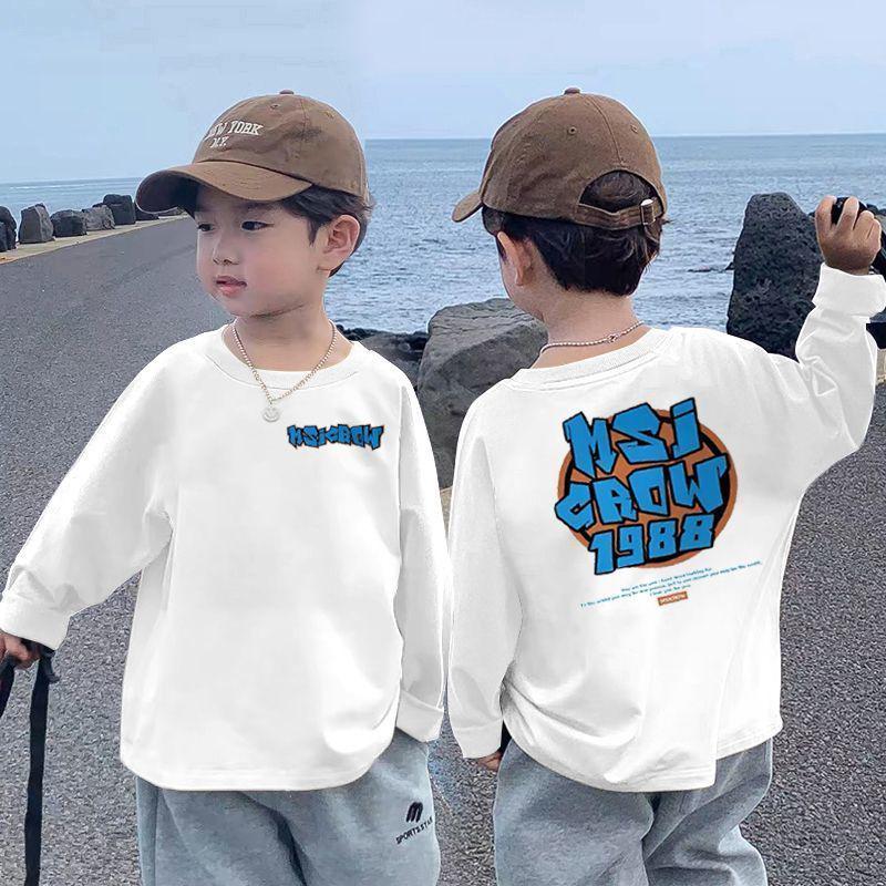 100% Cotton Boys' Long Sleeve Versatile T-Shirt for Toddlers and Children - Spring/Autumn Loose Fit Base Layer