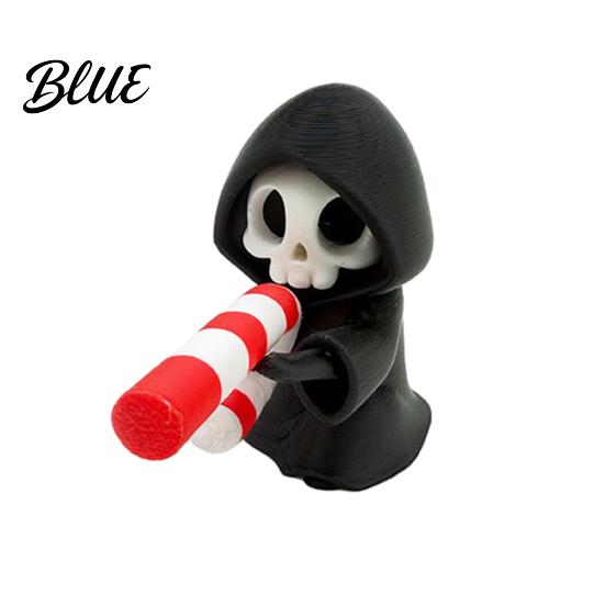 Dark Fantasy Decoration Mini Grim Reaper Statue 3D Printed Halloween Skull Statue Figurine for Tabletop Desk Shelf Home Decor