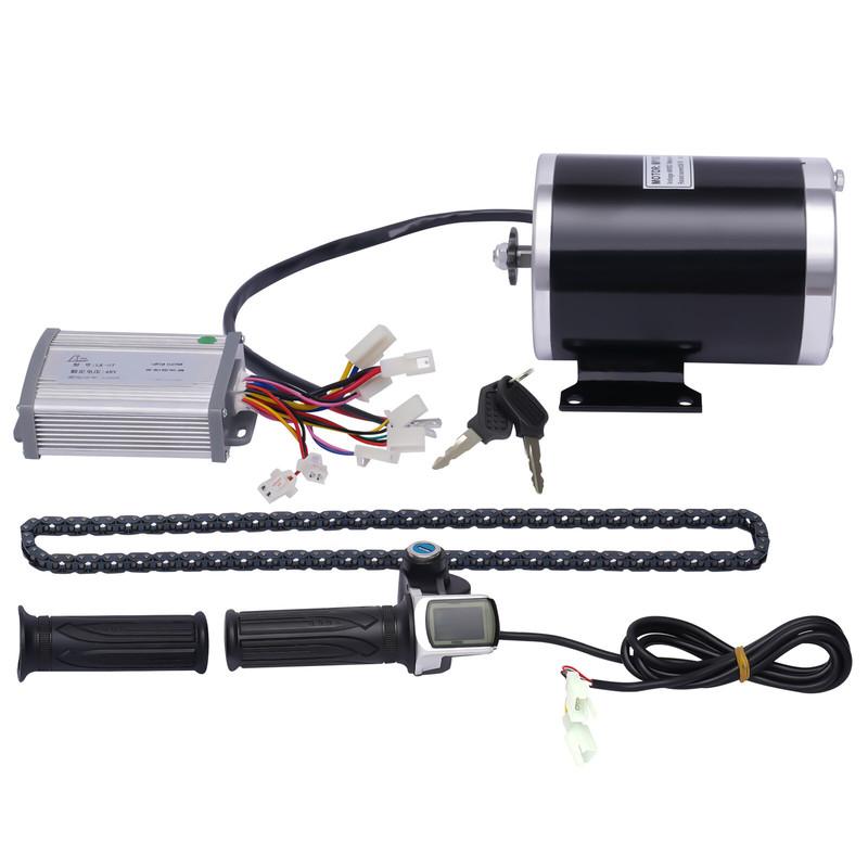 48V 1000W Brushed Motor Kit, 4.5N.M Torque Electric Bike Conversion Kit with Controller & Throttles with LED Display, Infinitely