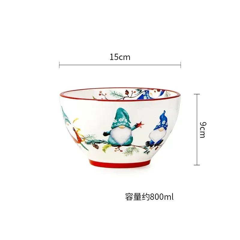 Exquisite Ceramic Plate Christmas Decoration Dinner Plate Healthy Underglaze Color Salad Plate Kitchen Tableware Accessories