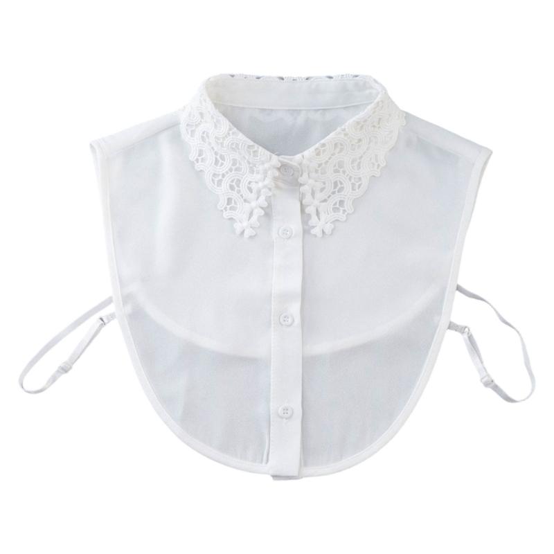 Detachable Collar Button Removable Hollow Embroidery Design Half Shirt Blouse for Quick Outfit Changes Various Occasion