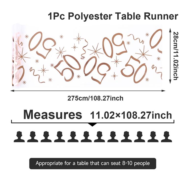 18 30 50 60 70th Birthday Table Runner Birthday Table Party Supplies Rose Gold Hot Stamping Mesh Table Runner Birthday Decor