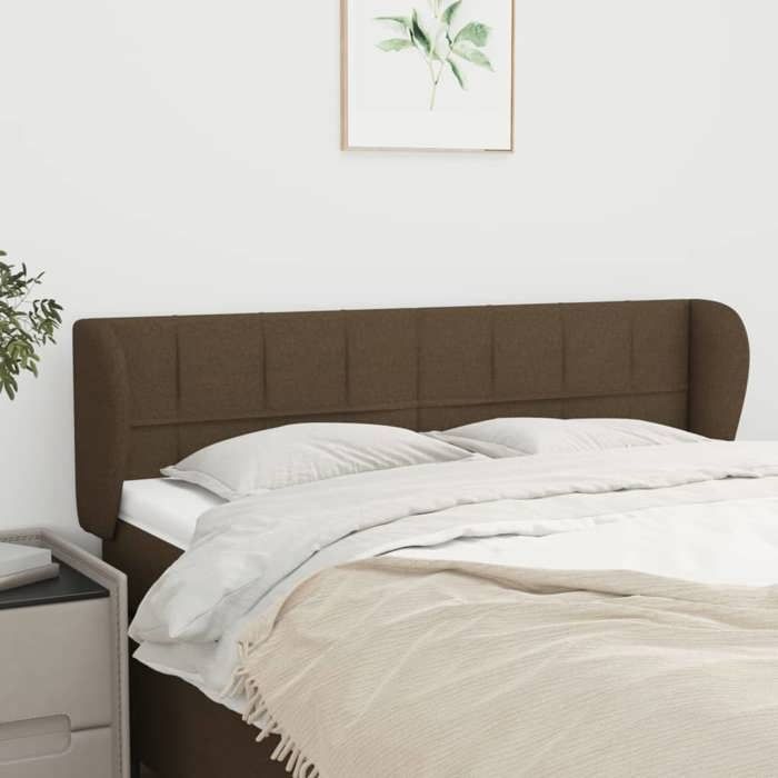Maison Exclusive - Tête de lit avec oreilles Marron foncé 147x23x78/88 cm Tissu