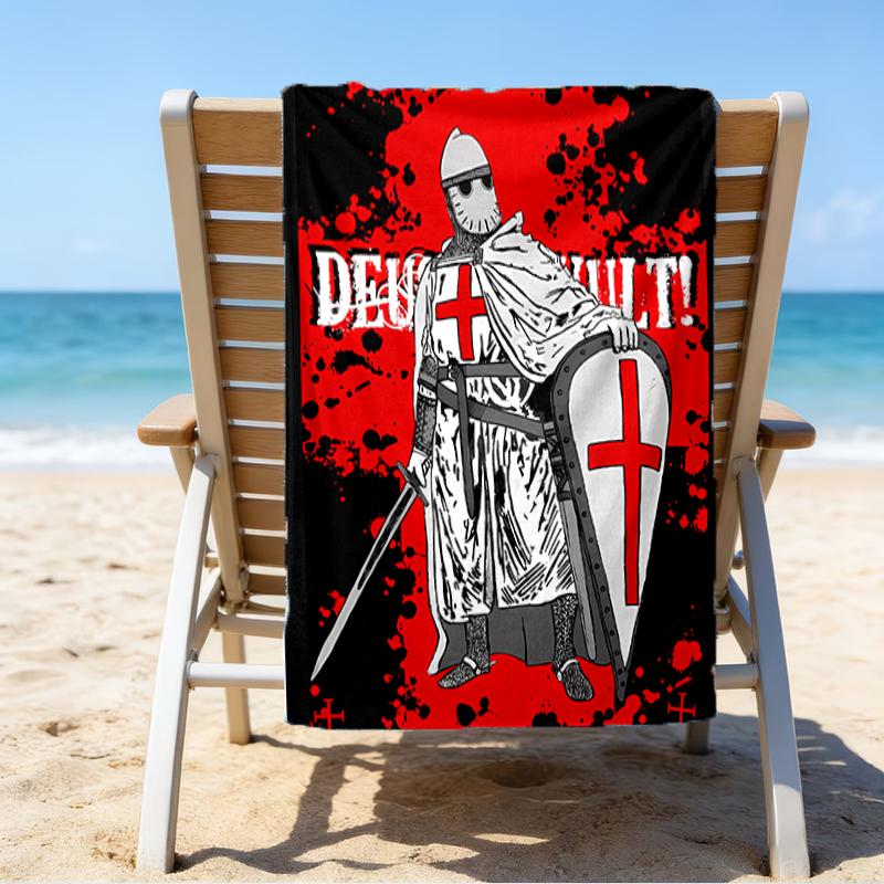 Proof Beach Towel with a Knights Templar1 Pattern - Soft,absorbent,quick-drying,machine Washable - Perfect for Swimming,camping,bathing