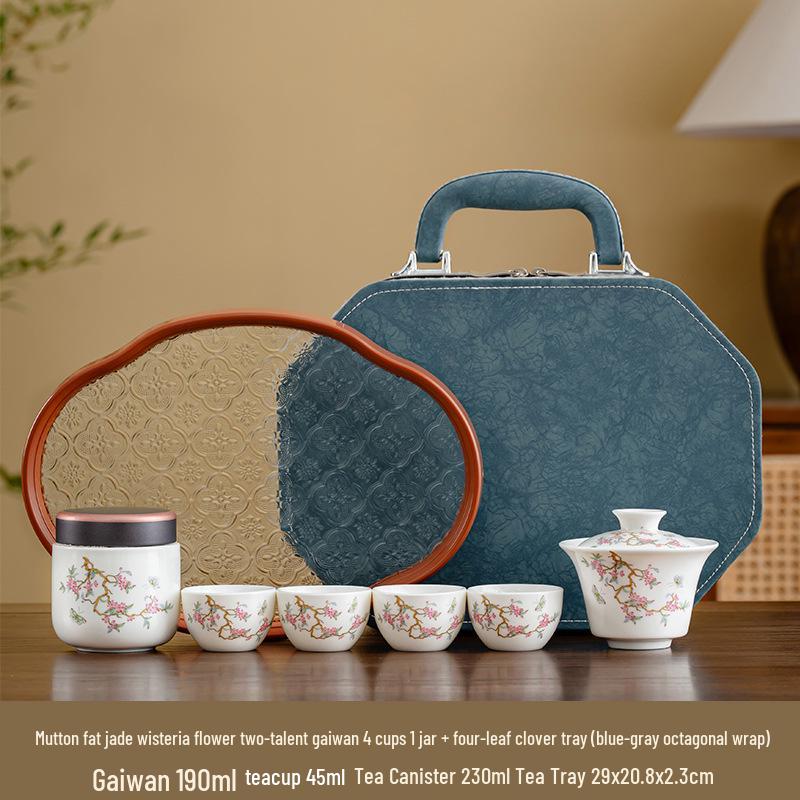 Elegant Mutton Fat Jade Teapot Gift Set - Dehua Ceramics Reception Souvenir