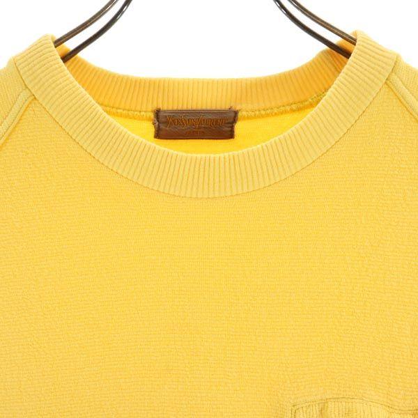 YVES SAINT LAURENT One point embroidery Short sleeve T-shirt L Yellow Men's Used