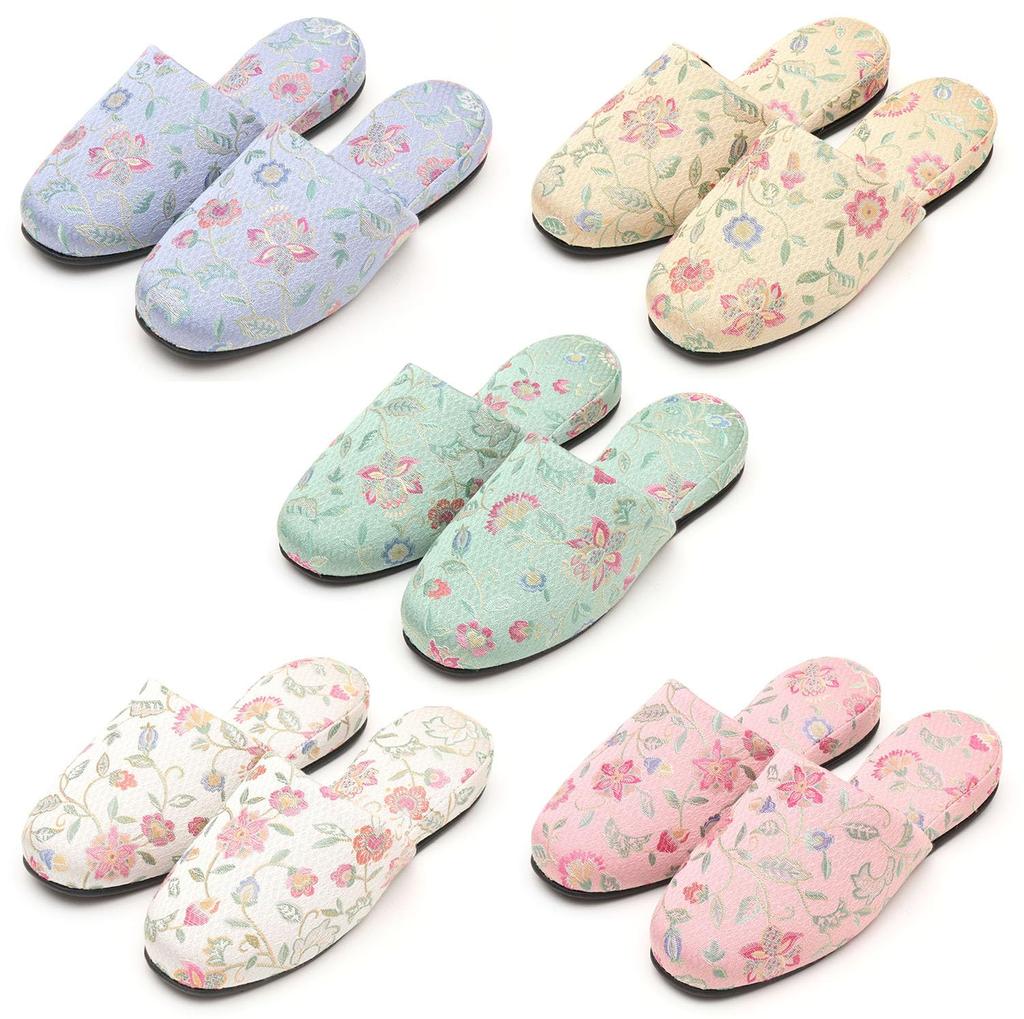 Minton Jacquard Haddon Hall Hanging Slippers Slippers for and All of 5 [Indoor Guests, Home, Work, Year-Round, Seasons] (Set Colors)