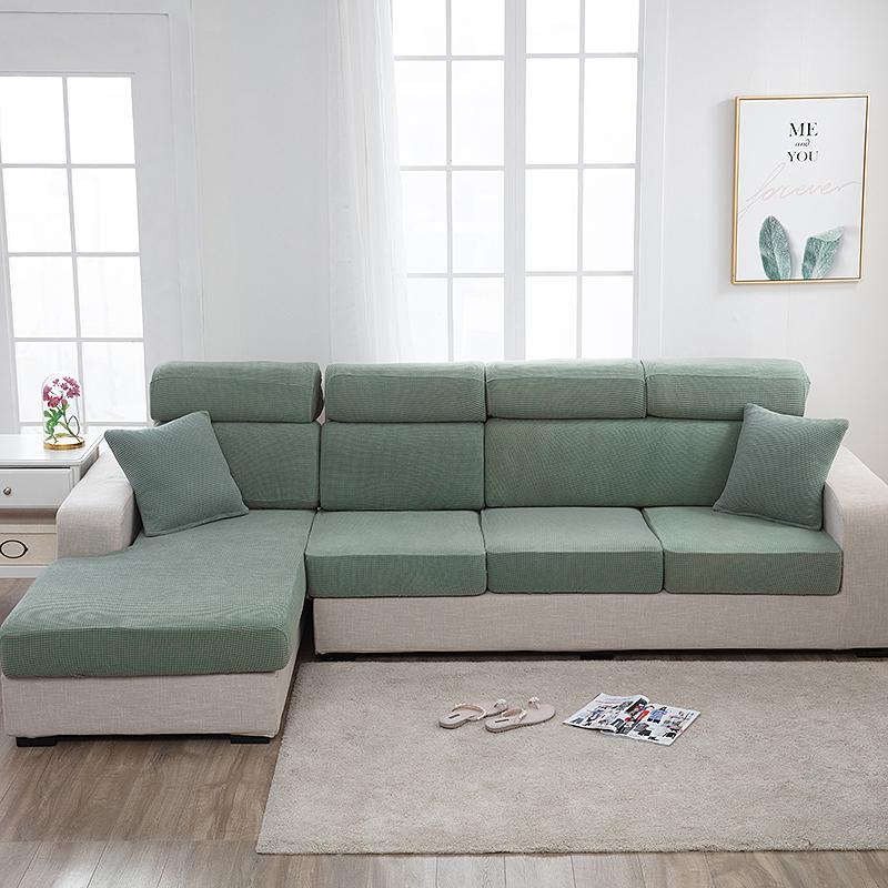 1pc Solid Color Jacquard Sofa Seat Cushion Cover Polar Fleece Elastic Sofa Cover for Living Room Chair Cover Furniture Protector