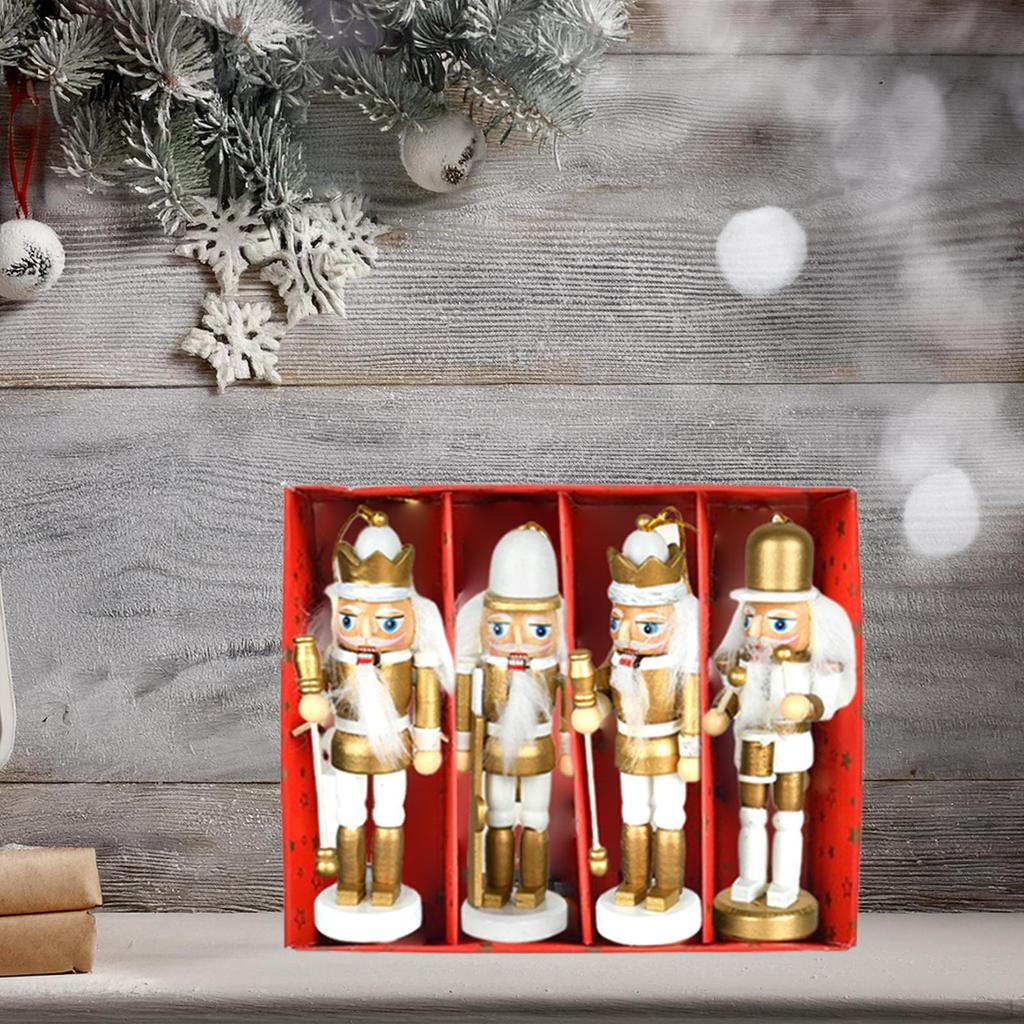 4 Stück Nussknacker Marionettenstatuen Weihnachtsdekorationen Heimtextilien Kunsthandwerk Künstliche Ornamente