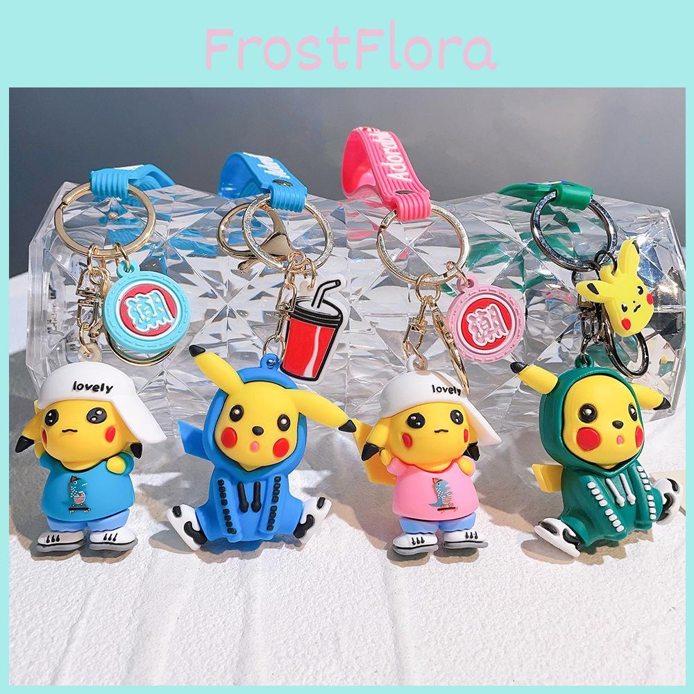 Adorable Silicone Pikachu Keychain Colorful Hoodie Accessory Gift For Birthdays