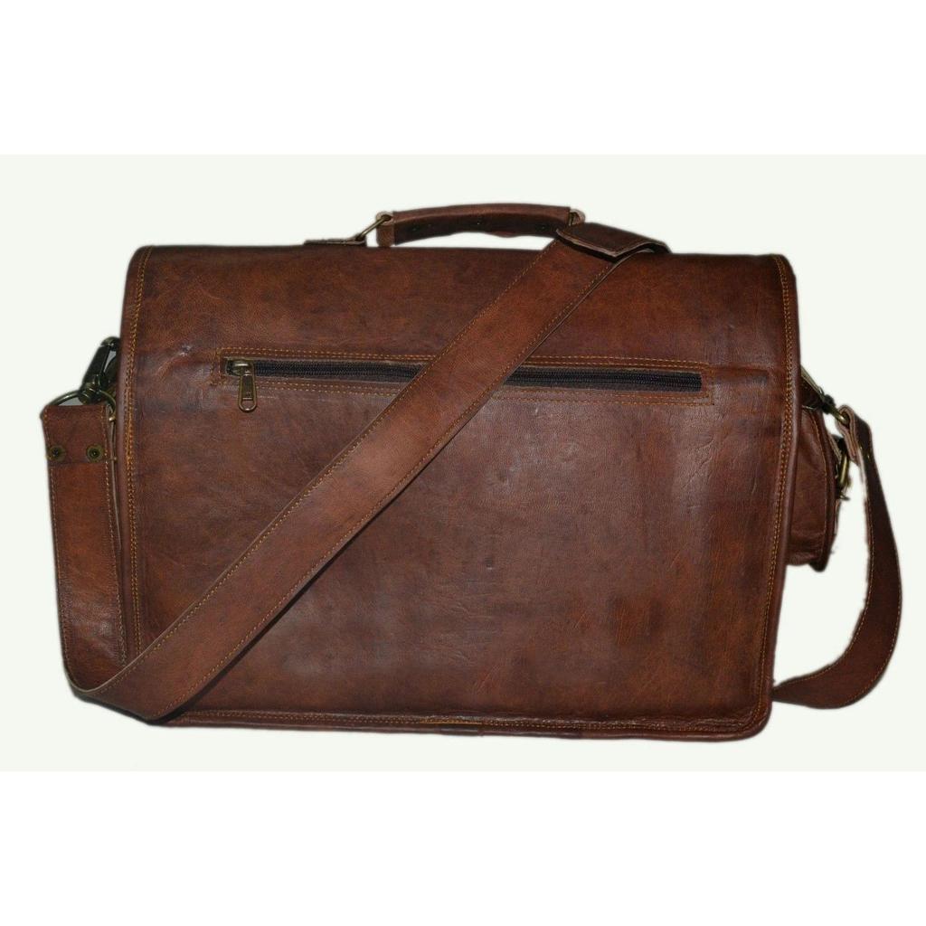 Men's Genuine Vintage Brown Leather Messenger Bag Shoulder Laptop Briefcase