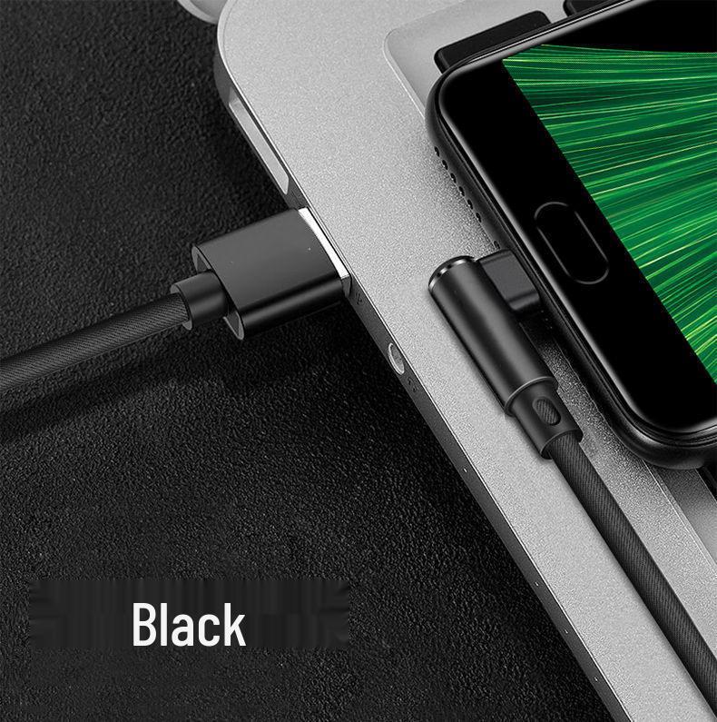 

Угловой игровой кабель для передачи данных для Apple, Android, Huawei - Супербыстрая зарядка 3A Fast Charge [Elbow] Black