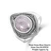 Romantic Vintage Fashion Ring With Oval Natural Pink Rose Quartz Wedding Party  Engagement Anniversary Valentine's Day Gift
