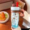Cartoon Cute Large-Capacity Straw Cup Clear with Handle Water Cup Water Bottle Gifts