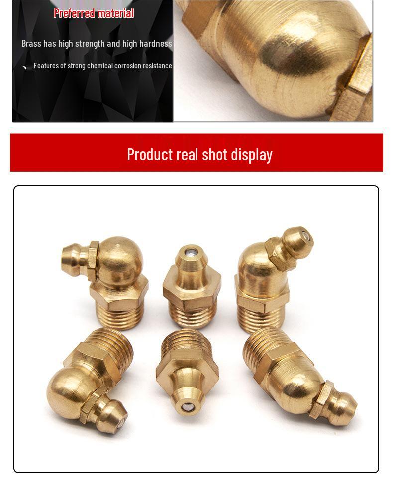 Copper Grease Nipple - Excavator/Loader Oil Gun, Elbow & Straight (M4-M20)