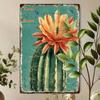 Metal Wall Art Cactus Flower Poster for Bar Decor