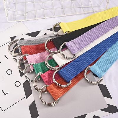 Unisex Youth Canvas Double Ring Belt - Stylowy, uniwersalny i modny dodatek w jednolitym kolorze