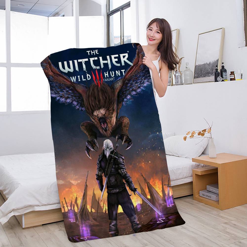 The W-Witcher 3 W-Wild Hunt Game Microfiber Blanket Quick Drying Beach Towels Oversized Super Absorbent Pool Towel Blanket