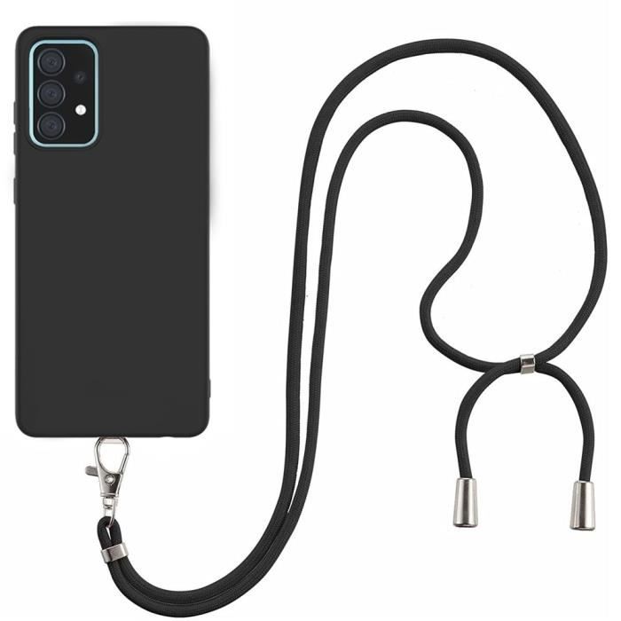Coque de Protection - PROSHOP - pour Samsung Galaxy A52 5G - Souple - Noir - Avec Chaîne de Portable