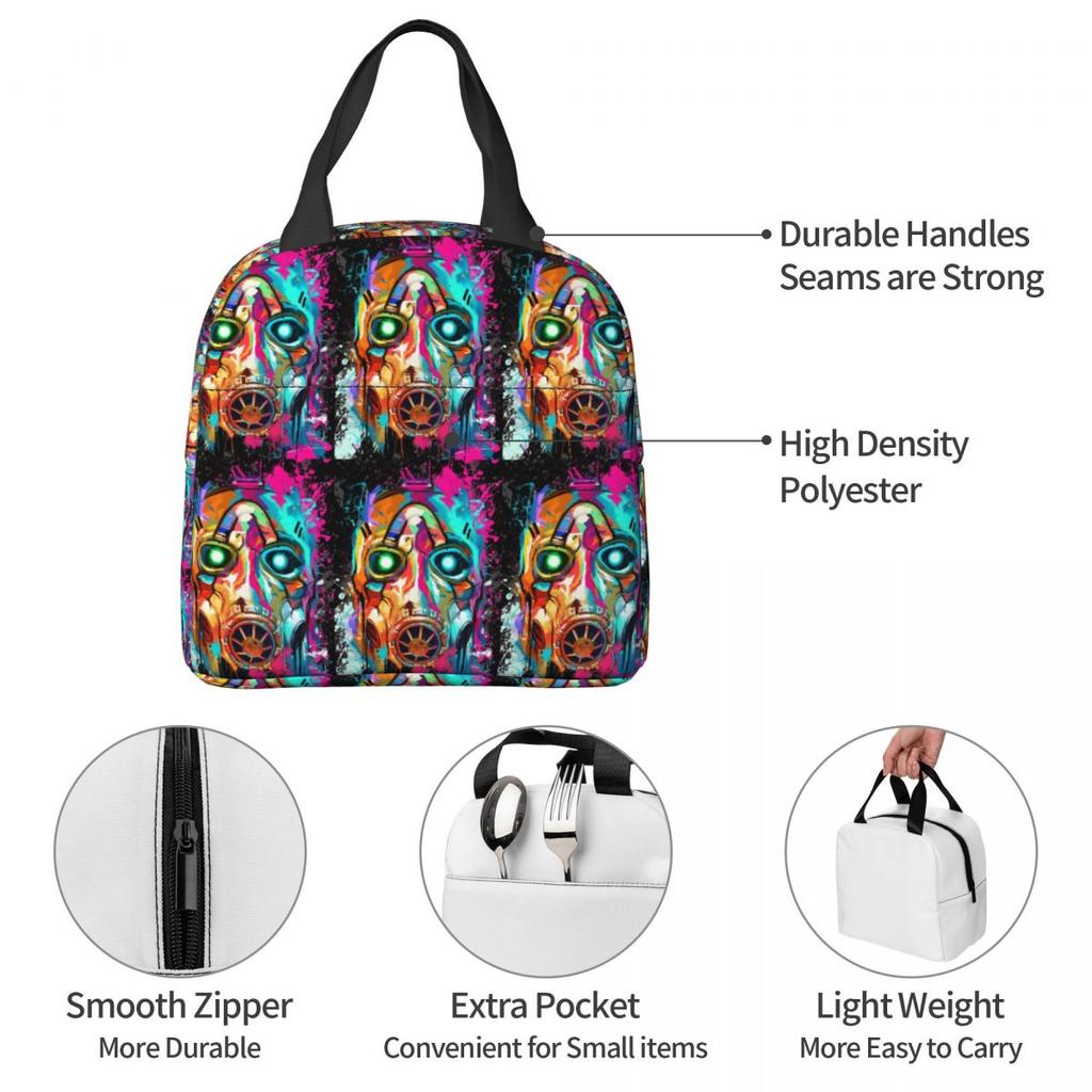 B-Borderlands Shooting Game Gaming Insulated Lunch Bag for Women Office Cooler Thermal Food Box Tote Lunch Boxes Container