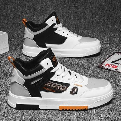 Fashion Trendy Men High Top Sneakers Summer Spring Breathable Comfortable Leather Casual Shoes Fashion Brand Male Skateboard Shoes Plus